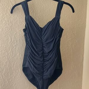 Black ruched Miraclesuit swimwear